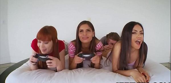  Stepbro got to fuck his gamer stepsister and her friends